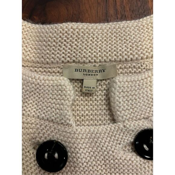 Burberry Kids' Cream Belted Knit Alpaca Blend Double Breasted Sweater Size Large - Picture 6 of 12